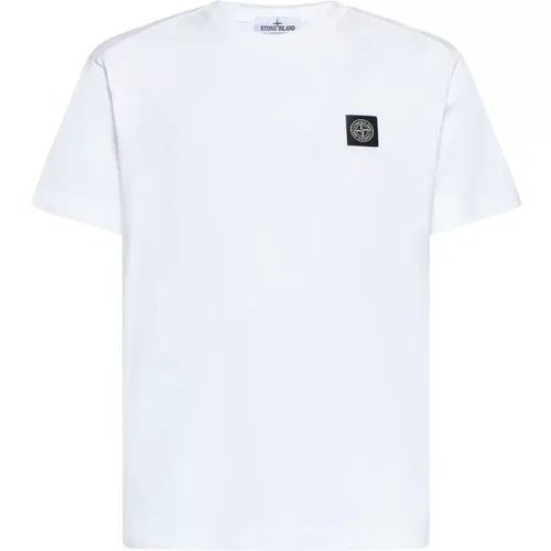 Cotton Logo Patch T-shirt , male, Sizes: L, M, XL, 2XL - Stone Island - Modalova