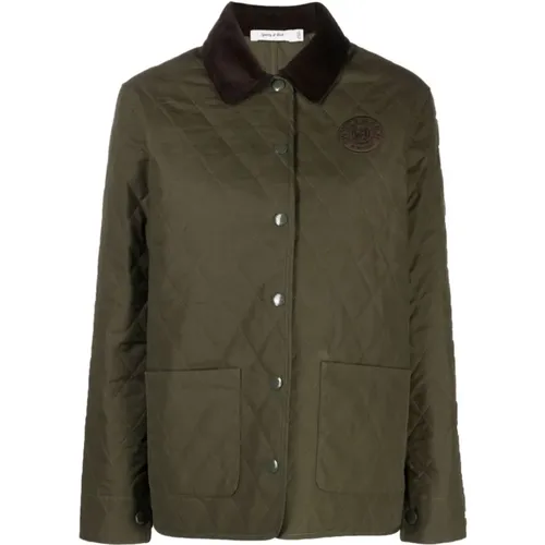 Quilted Jacket with Connecticut Crest , female, Sizes: M - Sporty & Rich - Modalova