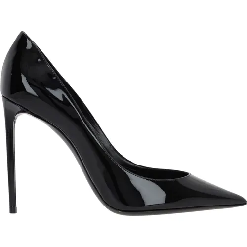 Leather Pumps with Patent Effect , female, Sizes: 7 UK, 6 1/2 UK, 3 UK, 4 1/2 UK, 5 UK, 6 UK - Saint Laurent - Modalova