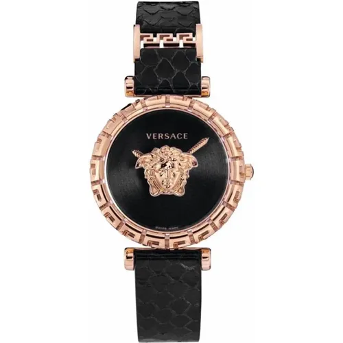 Empire Greca Uhr Schwarz Roségold Swiss - Versace - Modalova