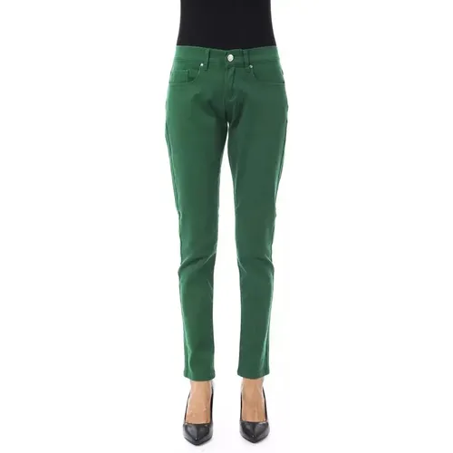 Grüne Slim Fit Baumwollhose , Damen, Größe: W24 - Byblos - Modalova