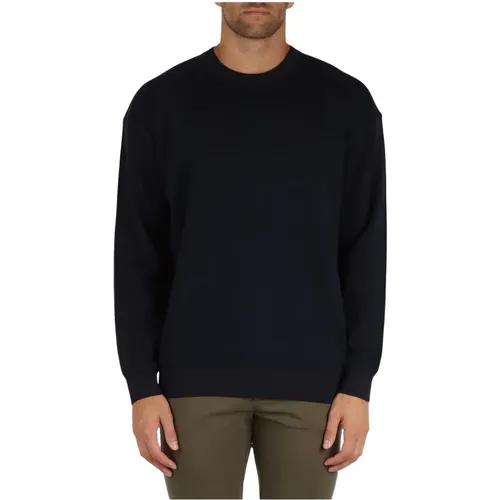 Cotton and virgin wool crewneck sweater , male, Sizes: XL, L, M, S - Boss - Modalova