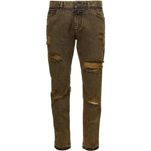 Overdyed Regular Fit Jeans With Subtle Abrasions , male, Sizes: XL, L - Dolce & Gabbana - Modalova