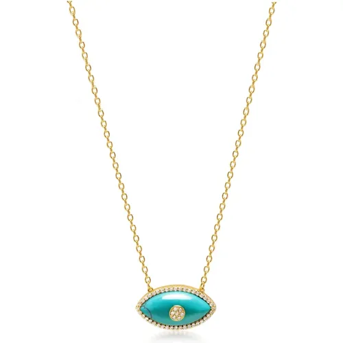 Women's Turquoise Evil Eye Necklace , female, Sizes: ONE SIZE - Nialaya - Modalova