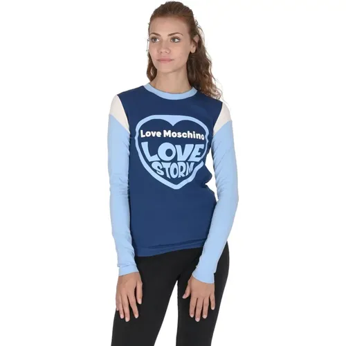 Buntes Baumwoll-T-Shirt , Damen, Größe: L - Love Moschino - Modalova