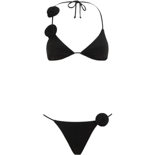 Triangle Bikini with Flower Embellishments , female, Sizes: M - La Revêche - Modalova