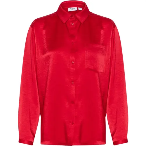 Oversize Shirt Blouse Crimson , female, Sizes: S, L, 2XL, XS, M, XL - Saint Tropez - Modalova