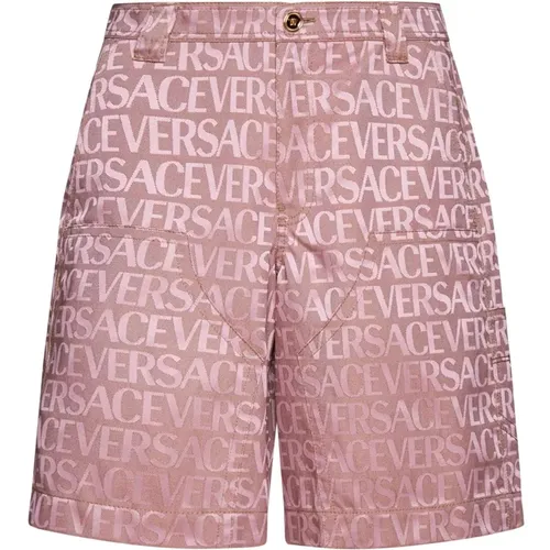 All Over Logo Shorts , male, Sizes: M, S - Versace - Modalova