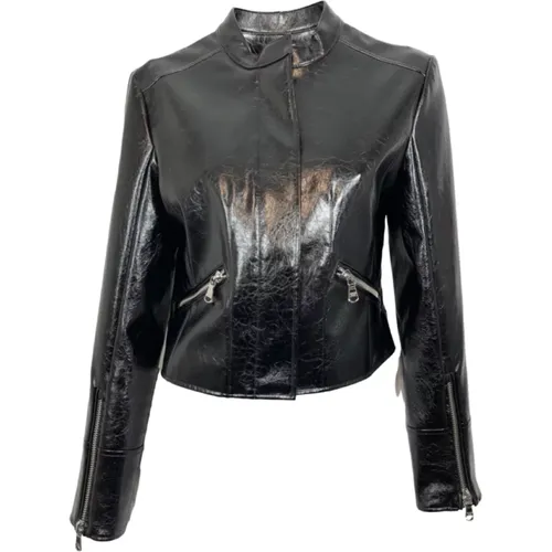 Women`s Leather Jacket in Black K103 , female, Sizes: 2XS - PATRIZIA PEPE - Modalova