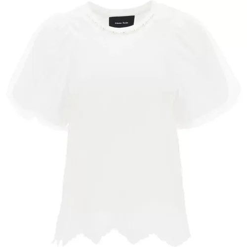T-Shirt mit Puffärmeln und Verzierungen , Damen, Größe: M - Simone Rocha - Modalova