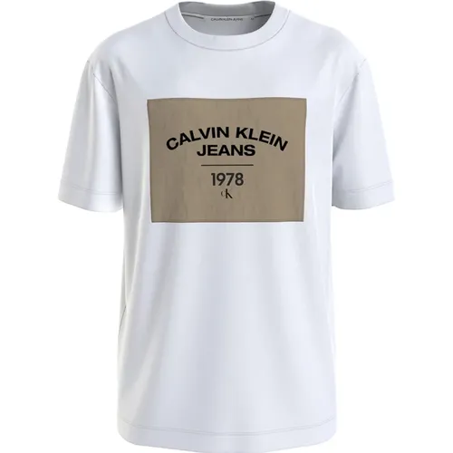 Canvas Curve Graphic Half Sleeve T-shirt , male, Sizes: S - Calvin Klein - Modalova