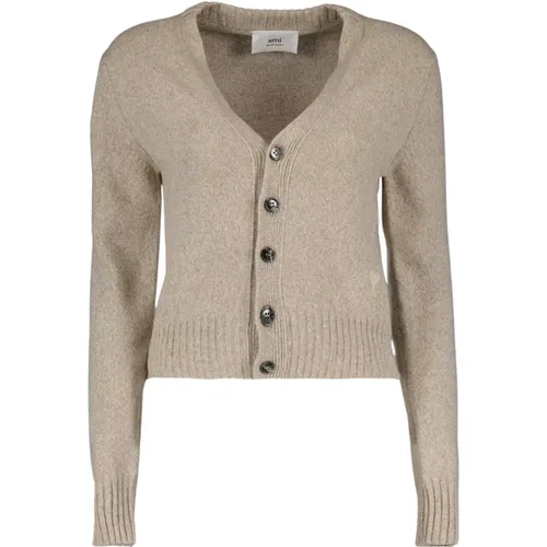 V-Neck Cashmere Cardigan , female, Sizes: XS - Ami Paris - Modalova