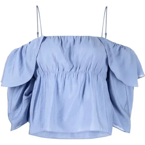 Blaue Off-Shoulder-Cami-Bluse , Damen, Größe: L - Vince - Modalova