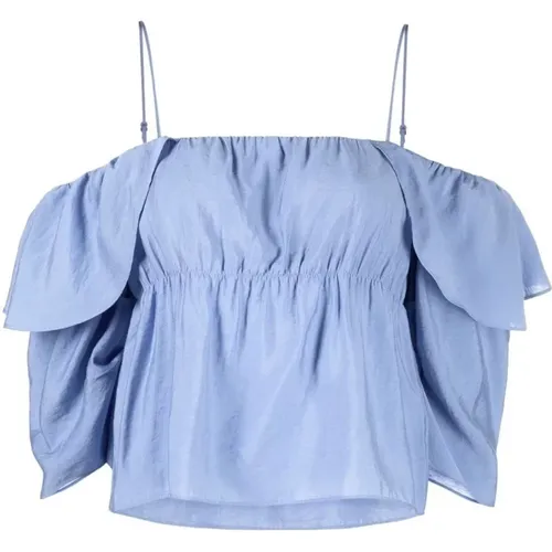 Blaue Off-Shoulder-Cami-Bluse , Damen, Größe: XS - Vince - Modalova