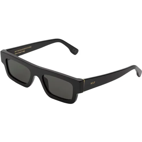 Rechteckige Schwarze Sonnenbrille mit Zeiss-Gläsern , Herren, Größe: ONE Size - Retrosuperfuture - Modalova