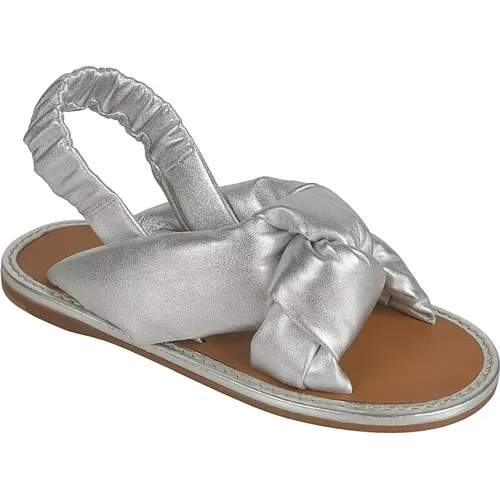 Silver Flat Sandals , female, Sizes: 3 UK, 3 1/2 UK - Miu Miu - Modalova