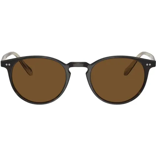 Riley Oval Polarized Sunglasses Brown , unisex, Sizes: 49 MM - Oliver Peoples - Modalova