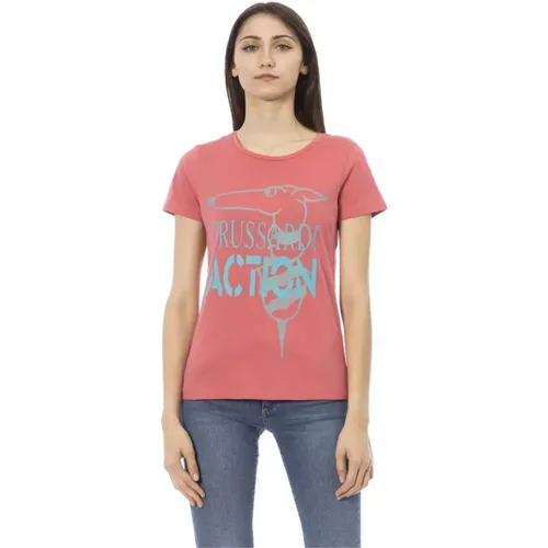 Rosa Bedrucktes T-Shirt für Frauen , Damen, Größe: XL - Trussardi - Modalova