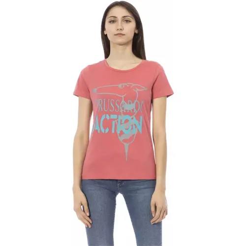 Rosa Bedrucktes T-Shirt für Frauen , Damen, Größe: S - Trussardi - Modalova