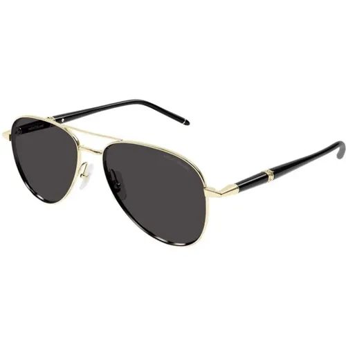 Gold Grey Sunglasses Mb0345S , male, Sizes: 57 MM - Montblanc - Modalova