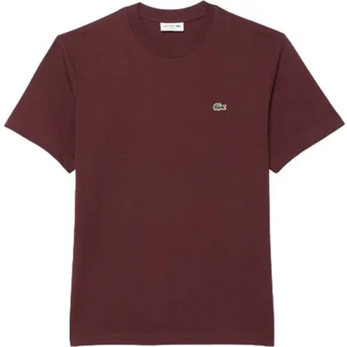 Herren Baumwoll T-shirt Burgund , Herren, Größe: M - Lacoste - Modalova