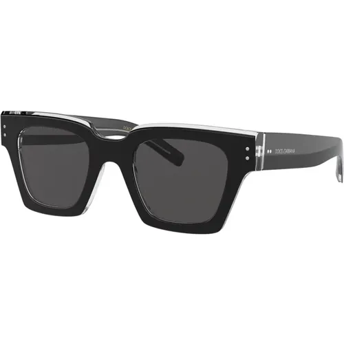 Schwarze Kristall/Dunkelgraue Sonnenbrille , Herren, Größe: 48 MM - Dolce & Gabbana - Modalova