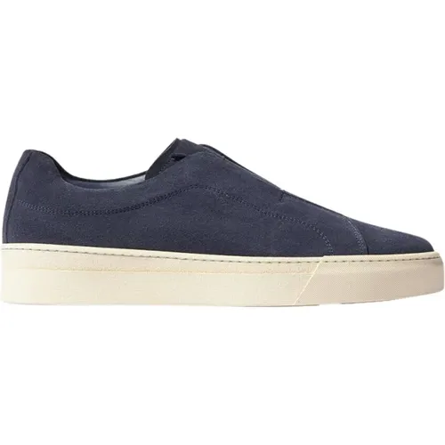 Blaue Wildleder Slip-On Sneakers , Herren, Größe: 43 EU - Scarosso - Modalova