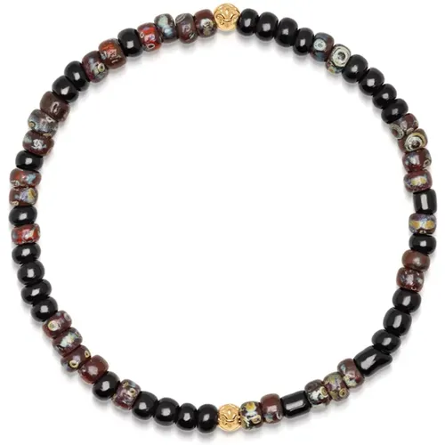Wristband with Dark Japanese Miyuki Beads , male, Sizes: XL, L, M - Nialaya - Modalova