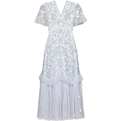Floral-Embroidered Tulle Dress , female, Sizes: XS - Needle & Thread - Modalova