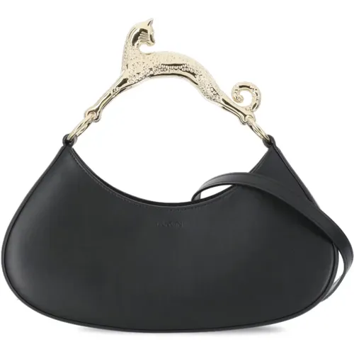 Leather Handbag with Metal Handle , female, Sizes: ONE SIZE - Lanvin - Modalova