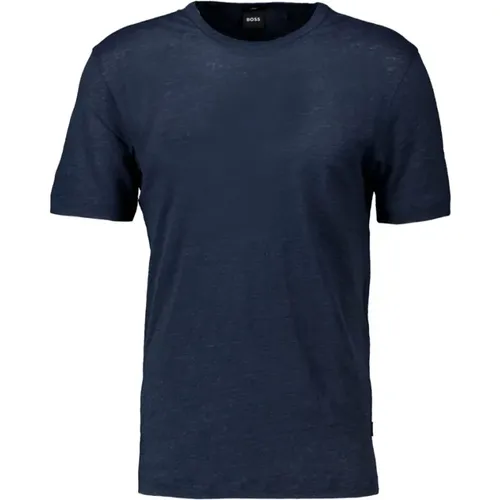 Tiburt Dark Linen T-shirt , male, Sizes: L, XL, S - Boss Black - Modalova