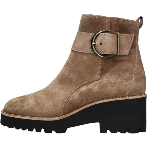 Taupe Wildleder Stiefeletten mit Blockabsatz , Damen, Größe: 39 EU - Paul Green - Modalova