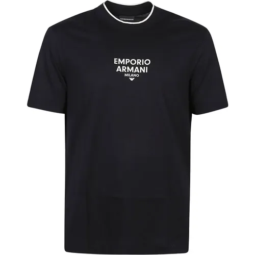 Blau T-Shirt 09R6,Klassisches Avorio T-Shirt,Klassisches Schwarzes T-Shirt 0067 - Emporio Armani - Modalova