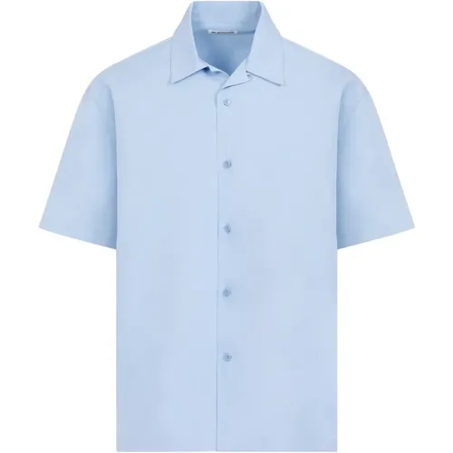 Blaues Baumwoll-Kurzarmhemd , Herren, Größe: L - Jil Sander - Modalova