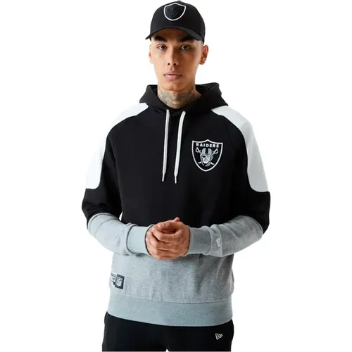 Schwarzer Raiders Kontrastpanel Hoodie , Herren, Größe: M - new era - Modalova