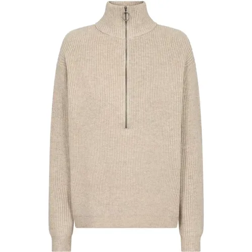 Hoher Kragen Reißverschluss Pullover in Sand , Damen, Größe: 2XL - Soyaconcept - Modalova