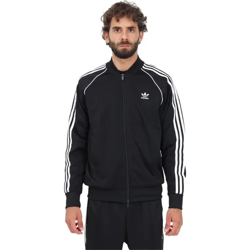 Herren Schwarzer Zip-Sweatshirt, Adicolor Classics SST Kollektion , Herren, Größe: 2XL - adidas Originals - Modalova