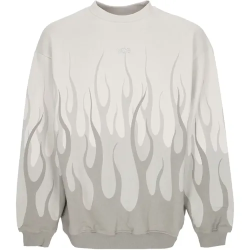 Flames Crewneck Sweatshirt Lunar Rock , male, Sizes: XL - Vision OF Super - Modalova