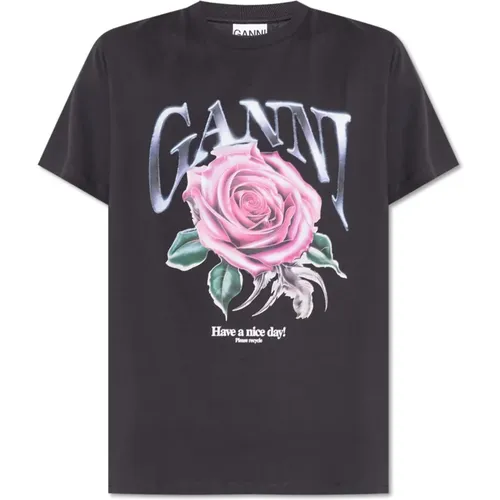 T-Shirt mit Druck , Damen, Größe: XS - Ganni - Modalova