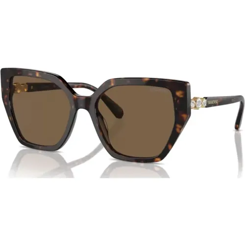 Fashion Sunglasses Dark Havana/ , female, Sizes: 56 MM - Swarovski - Modalova