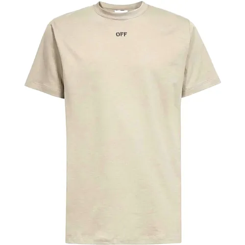 Lässiges Baumwoll T-Shirt , Herren, Größe: L - Off White - Modalova