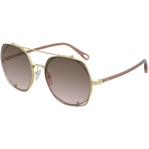 Gold Sunglasses Ch0042S , unisex, Sizes: 56 MM - Chloé - Modalova
