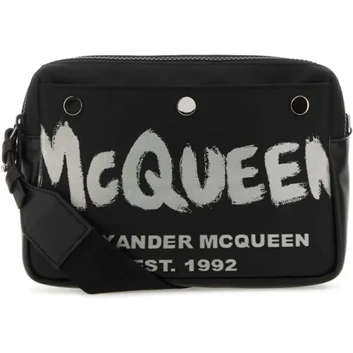 Schwarze Graffiti Schultertasche - alexander mcqueen - Modalova