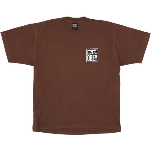Sepia Eyes Icon Streetwear T-shirt , Herren, Größe: M - Obey - Modalova