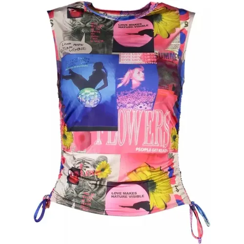 Schickes blaues Tanktop mit Kordelzug , Damen, Größe: M - Desigual - Modalova