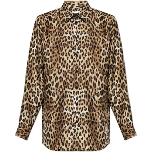 Seidenshirt mit Leopardenmuster , Herren, Größe: 2XL - Moschino - Modalova