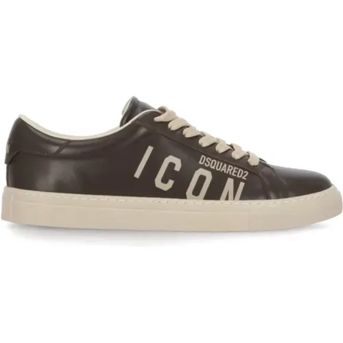 Leather Sneakers with Logo Detail , male, Sizes: 9 1/2 UK - Dsquared2 - Modalova