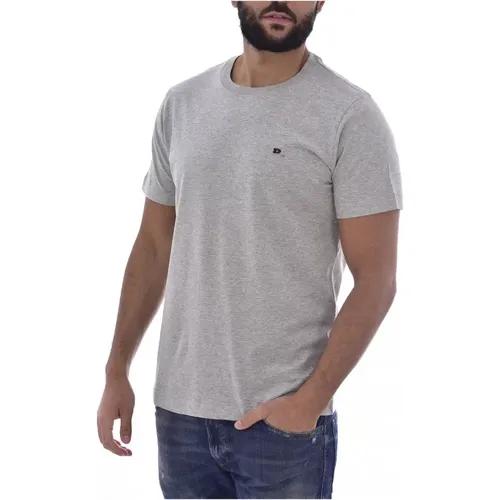 Graues Baumwoll-T-Shirt mit Metallischem Logo - Diesel - Modalova