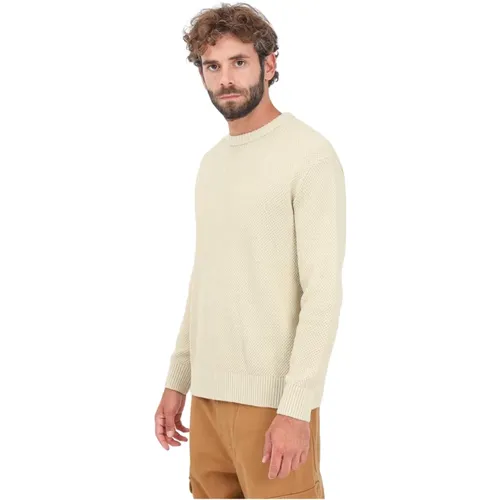 Beiger Rundhalspullover Casual Herbst/Winter , Herren, Größe: S - Selected Homme - Modalova