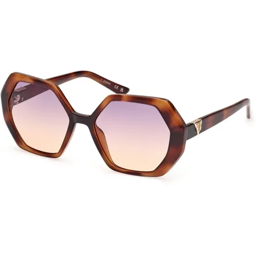 Hexagonal Sunglasses with Contrast Details , female, Sizes: ONE SIZE - Guess - Modalova